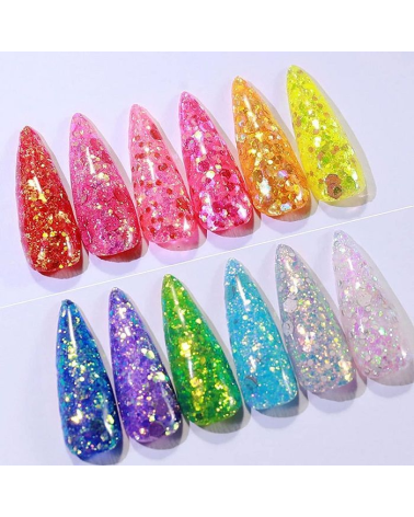 Σετ Glitter νυχιών Nail Art - Παλέτα - Glitter DW - 12pcs