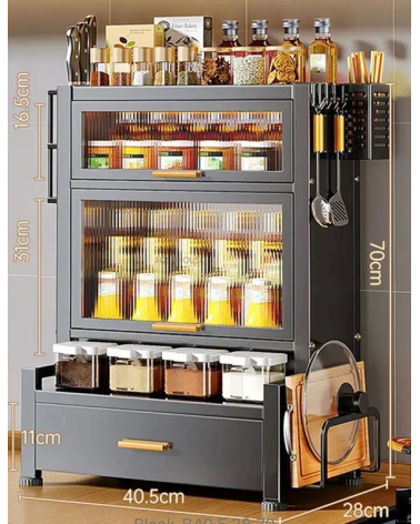 Ντουλάπι οργάνωσης κουζίνας τριώροφο - 11909 - 114036 - Black