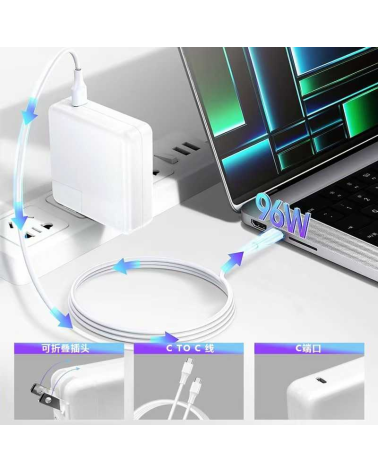 Φορτιστής Laptop Type-C με αντάπτορα πρίζας - PD-96W - V-7419