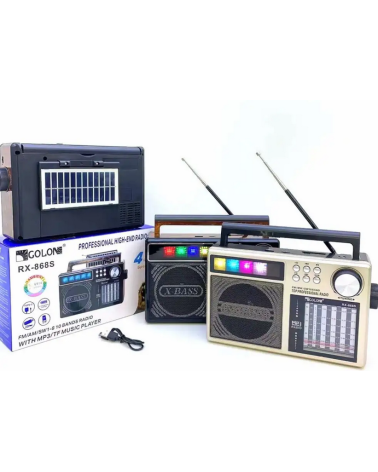 Επαναφορτιζόμενο ραδιόφωνο με ηλιακό πάνελ - RX-868S - 020016 - Gold