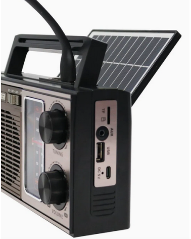 Επαναφορτιζόμενο ραδιόφωνο με ηλιακό πάνελ - M-538BTS - 370090 - Silver