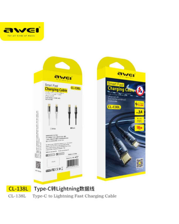 Καλώδιο φόρτισης & data - Type-C σε Lightning - 20W - 1m - CL-138L - AWEI