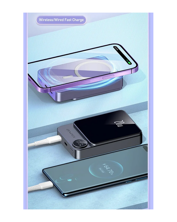 Powerbank μαγνητικής φόρτισης - P39K - 10.000mah - 20W - AWEI - 005500 - Grey