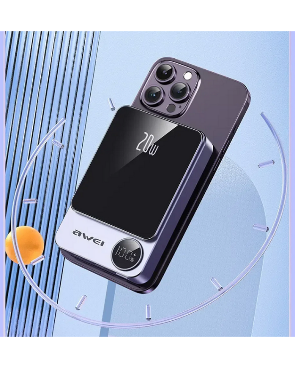 Powerbank μαγνητικής φόρτισης - P39K - 10.000mah - 20W - AWEI - 005500 - Grey