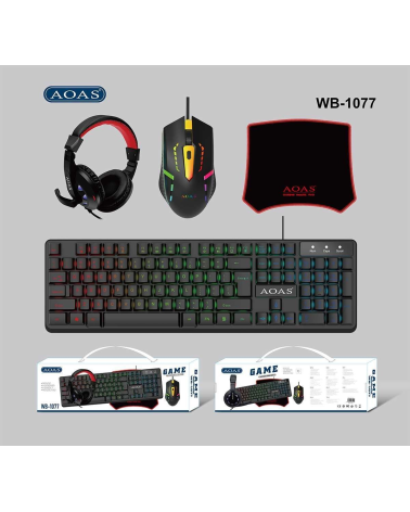 Πλήρες σετ Gaming 4 σε 1 - LED RGB - WB1077 - AOAS