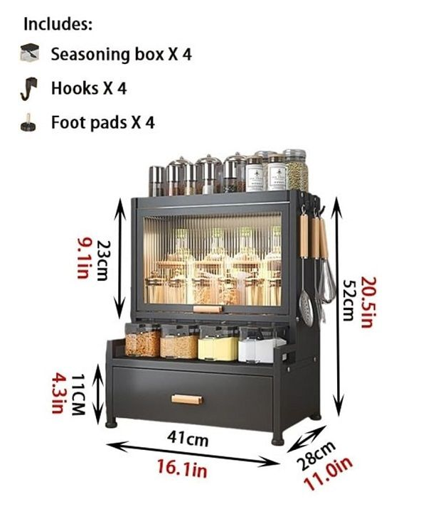 Ντουλάπι οργάνωσης κουζίνας διώροφο - 11908 - 114029 - Black