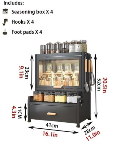 Ντουλάπι οργάνωσης κουζίνας διώροφο - 11908 - 114029 - Black