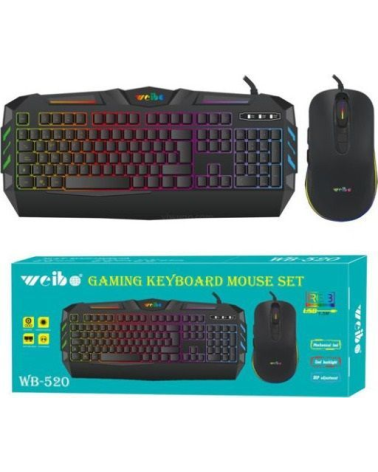 Ενσύρματο πληκτρολόγιο και ποντίκι Gaming - LED RGB - WB520 - Weibo