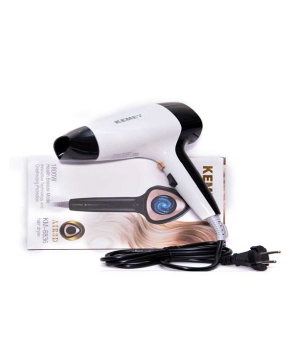 Πιστολάκι μαλλιών - KM-6836 - Kemei - White