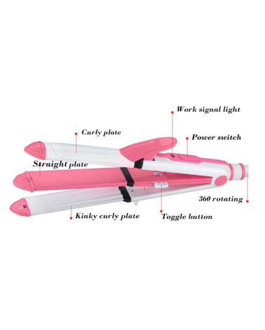 Ισιωτική μαλλιών - 3in1 - KM-1213 - Multistyler - Kemei - Pink/White