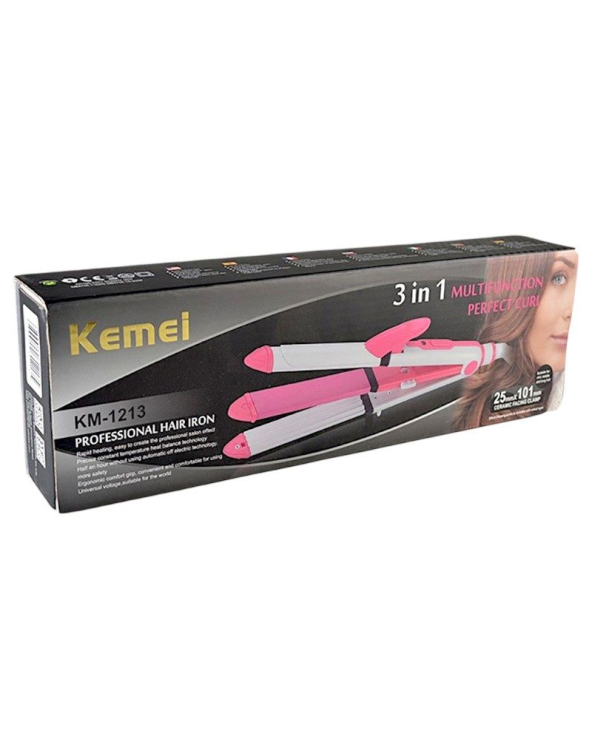 Ισιωτική μαλλιών - 3in1 - KM-1213 - Multistyler - Kemei - Pink/White