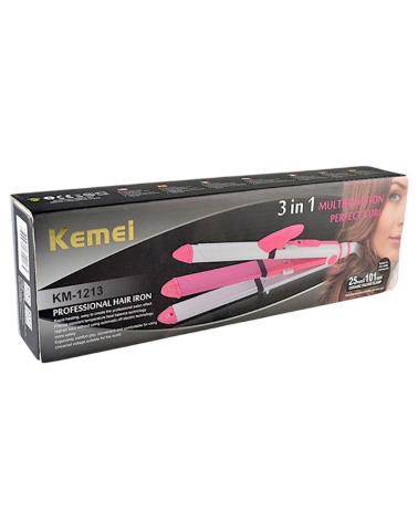 Ισιωτική μαλλιών - 3in1 - KM-1213 - Multistyler - Kemei - Pink/White