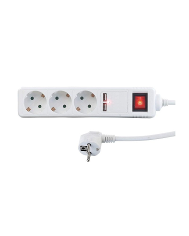 Πολύπριζο 3 θέσεων με διακόπτη και 2 θύρες USB - Σούκο - ST-GB03SU - 5m