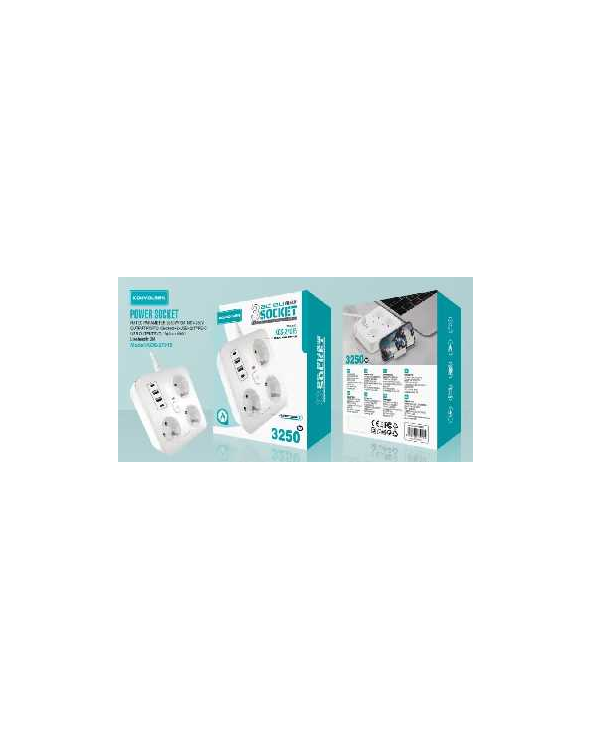Πολύπριζο 3 θέσεων με θύρες USB - KOS-27015EU