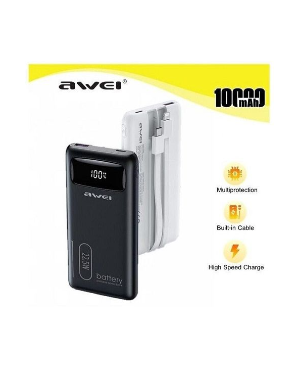 Powerbank - 10.000mah -  P168K - 22.5W - AWEI - 002448 - Black