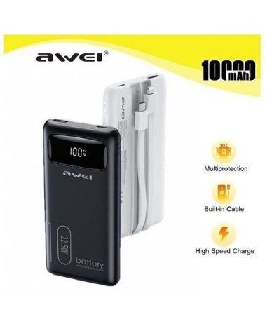 Powerbank - 10.000mah -  P168K - 22.5W - AWEI - 002448 - Black