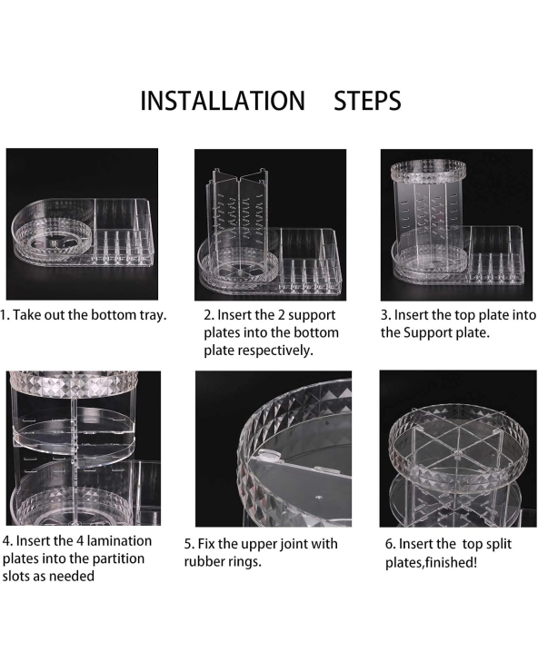 Θήκη οργάνωσης καλλυντικών περιστρεφόμενη ακρυλική - JN110 - 360°