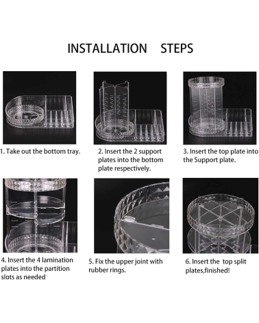 Θήκη οργάνωσης καλλυντικών περιστρεφόμενη ακρυλική - JN110 - 360°