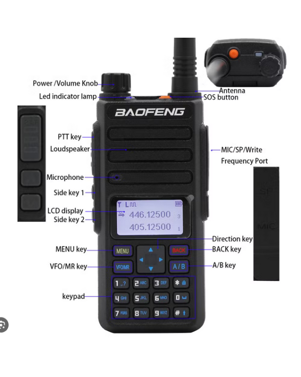 Φορητός πομποδέκτης - UHF/VHF - DMR1801 - Baofeng