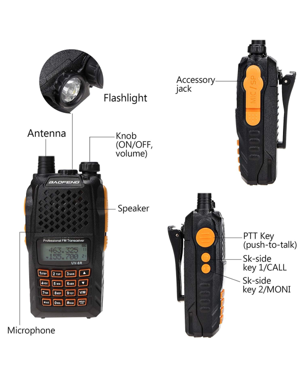 Φορητός πομποδέκτης – UHF/VHF – 7W – UV-6R – Baofeng