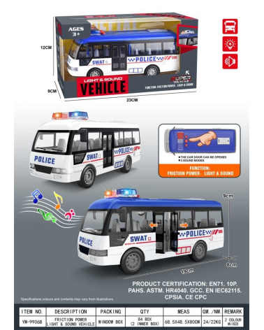 Ηλεκτρονικό λεωφορείο Police με φωτισμό - YM-9906B