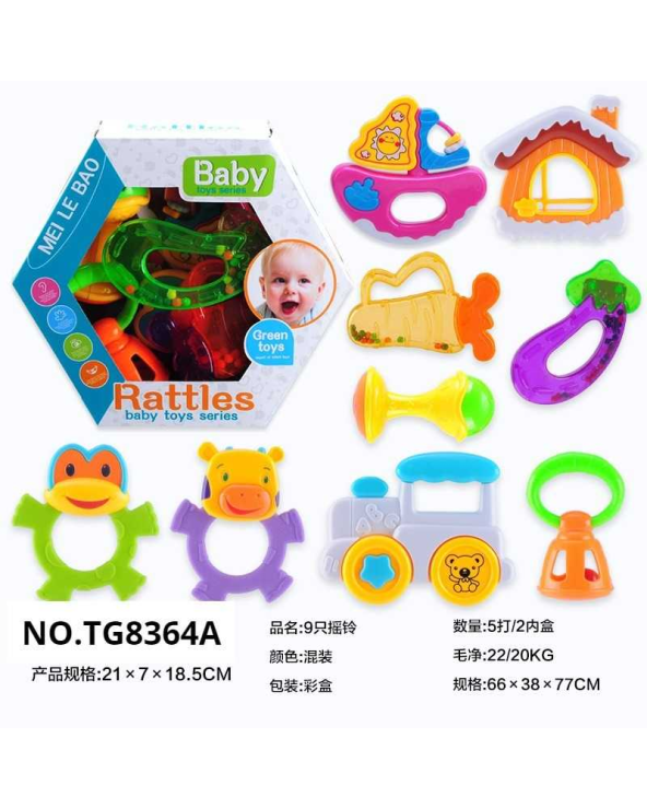 Σετ βρεφικές κουδουνίστρες & μασητικά - TG8364A - 9pcs