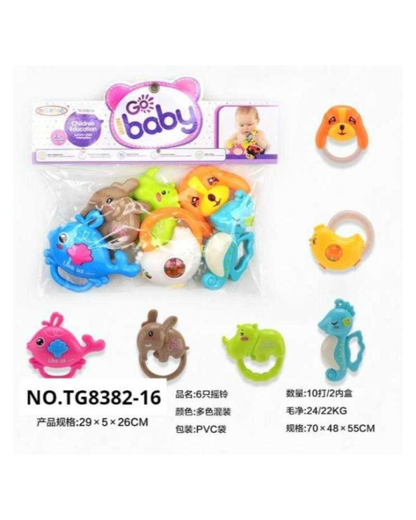 Σετ βρεφικές κουδουνίστρες & μασητικά - TG8382-16 - 6pcs