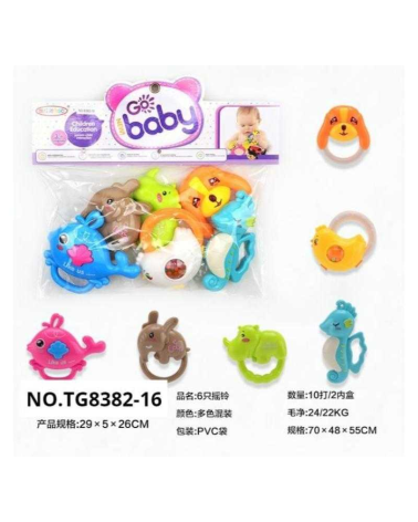 Σετ βρεφικές κουδουνίστρες & μασητικά - TG8382-16 - 6pcs