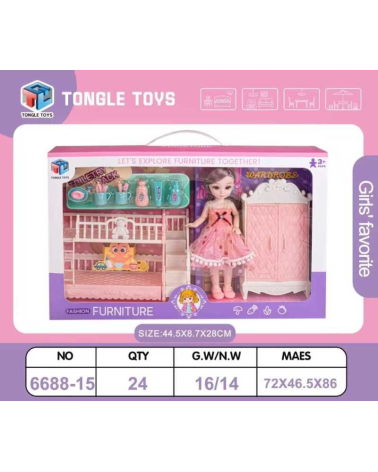 Σετ κούκλα με αξεσουάρ σπιτιού - 6688-15-DIY