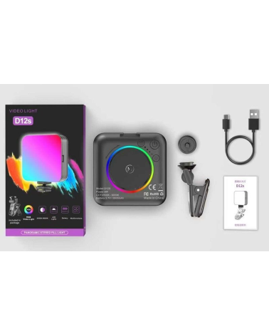 Επαναφορτιζόμενος φακός κάμερας LED - Multicolor - D12S