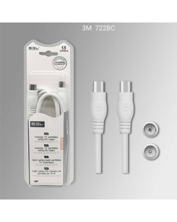 Καλώδιο κεραίας τηλεόρασης - Male/Female - 722BC - 3m