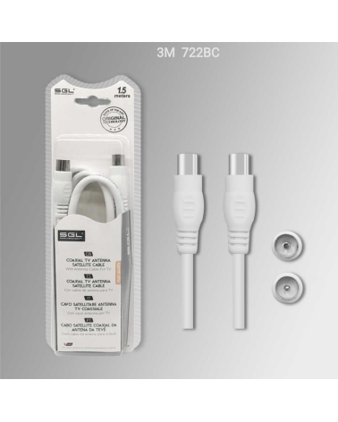 Καλώδιο κεραίας τηλεόρασης - Male/Female - 722BC - 3m