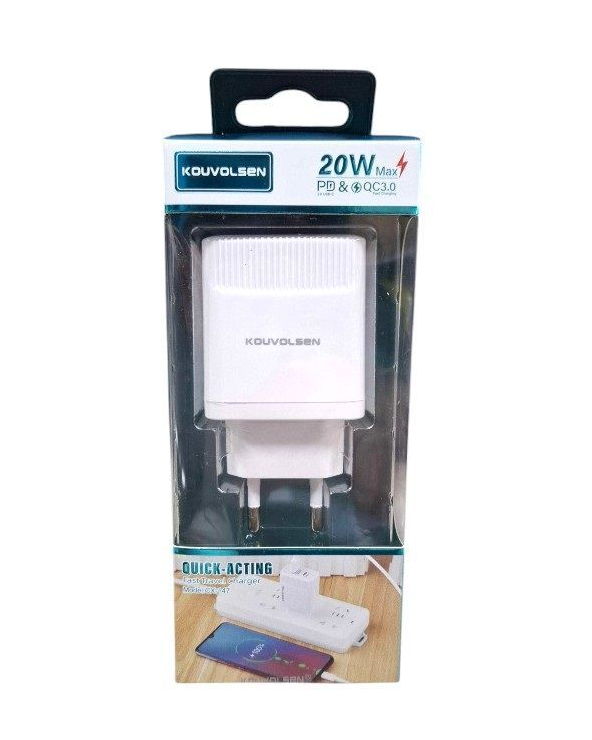 Αντάπτορας φόρτισης Fast Charge με 2 θύρες USB-A & Type-C - 20W - CX147