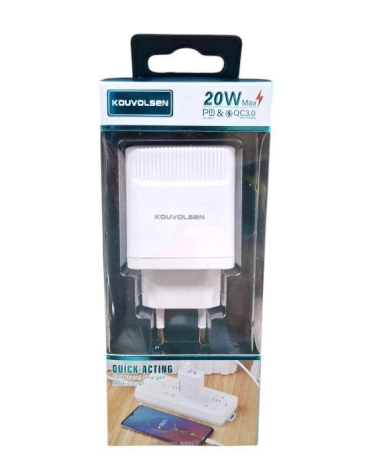 Αντάπτορας φόρτισης Fast Charge με 2 θύρες USB-A & Type-C - 20W - CX147