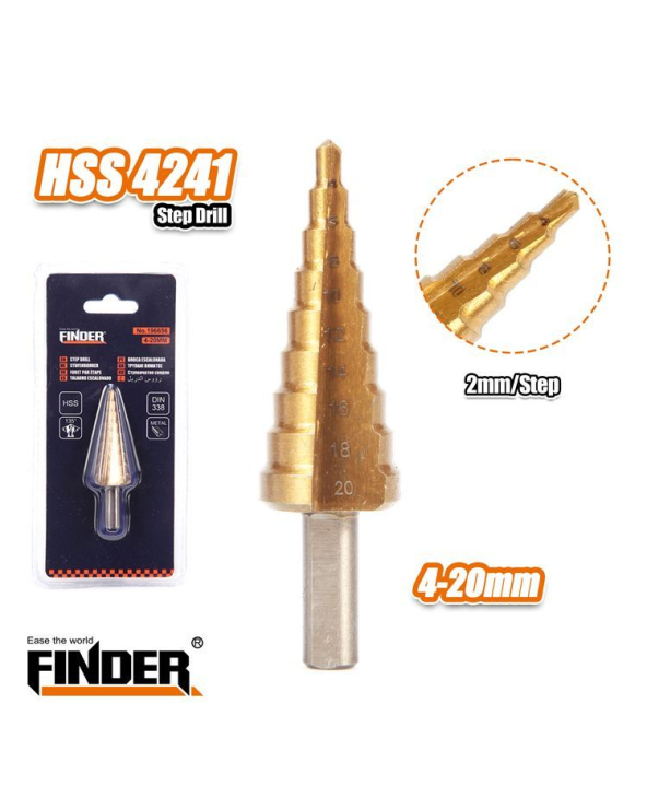 Τρυπάνι κωνικό κλιμακωτό - 4-20mm - Finder