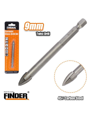 Τρυπάνι γυαλιού/πλακιδίων τετράκοπο - 9mm - Finder
