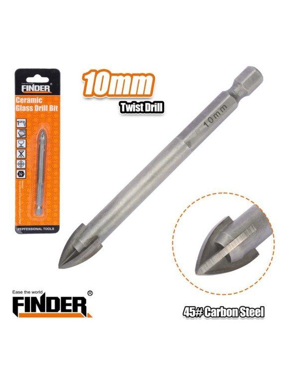 Τρυπάνι γυαλιού/πλακιδίων τετράκοπο - 10mm - Finder
