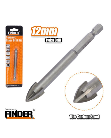 Τρυπάνι γυαλιού/πλακιδίων τετράκοπο - 12mm - Finder