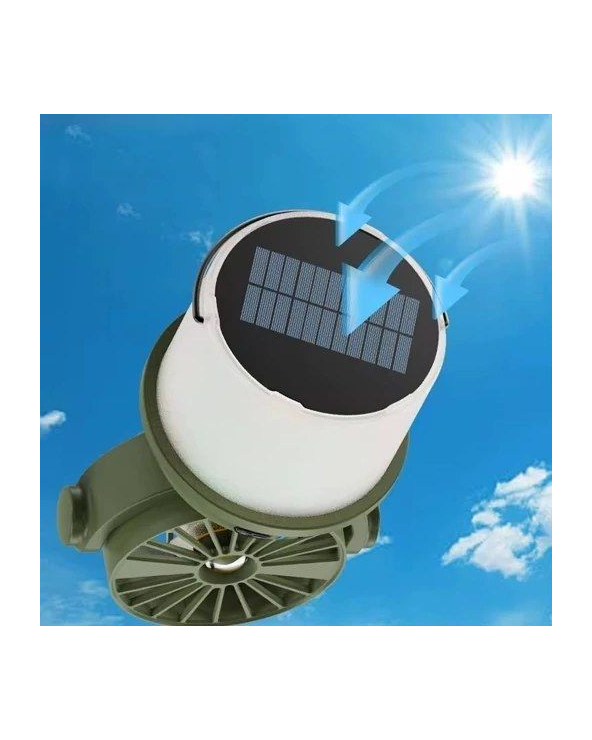 Επαναφορτιζόμενο φαναράκι LED με ανεμιστήρα & ηλιακό πάνελ - 2in1 - CH-F803