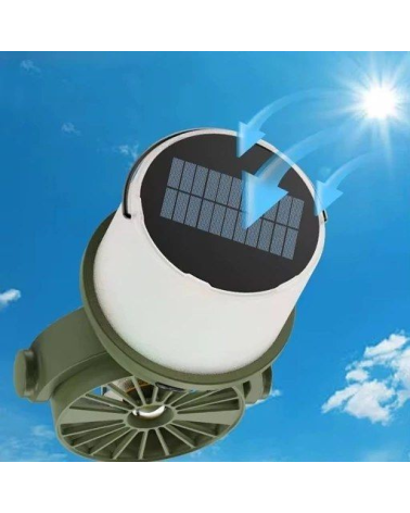 Επαναφορτιζόμενο φαναράκι LED με ανεμιστήρα & ηλιακό πάνελ - 2in1 - CH-F803