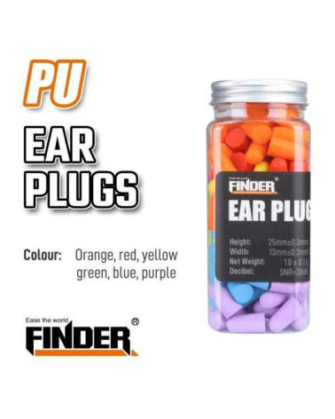 Αφρώδεις ωτοασπίδες προστασίας θορύβου εργασίας - 60pcs - 38dB - Finder