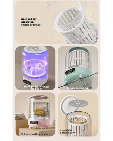 Φορητό επαναφορτιζόμενο πλυντήριο ρούχων mini - HP909 - 457658 - Pink