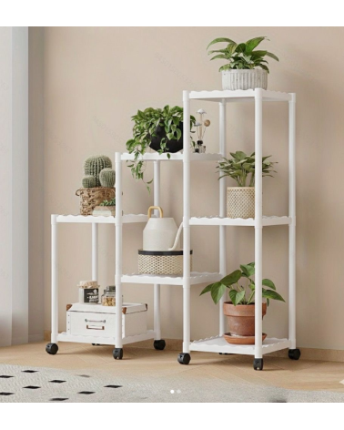 Διακοσμητική τροχήλατη ραφιέρα δαπέδου με 7 ράφια - YH9628-2A - 114128 - White