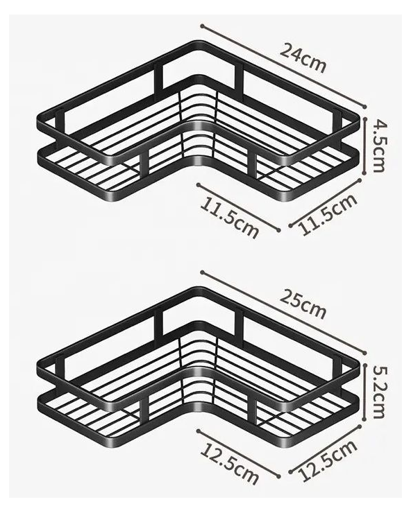 Σετ επιτοίχια γωνιακά ράφια μπάνιου - 5pcs - 2152-1 - 170134 - Black