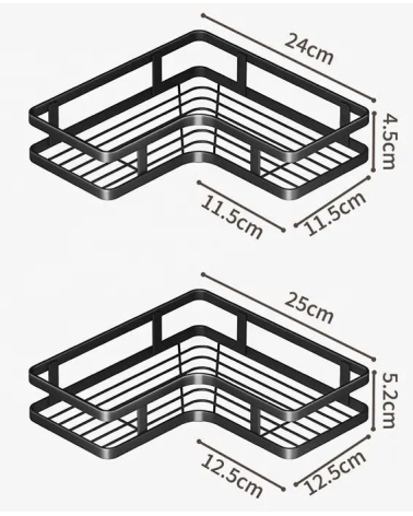 Σετ επιτοίχια γωνιακά ράφια μπάνιου - 5pcs - 2152-1 - 170134 - Black