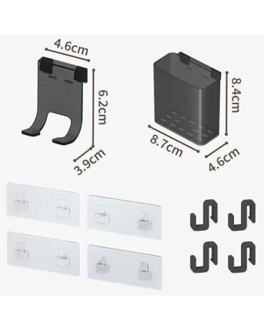 Σετ επιτοίχια γωνιακά ράφια μπάνιου - 5pcs - 2152-1 - 170134 - Black