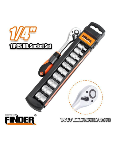 Σετ καρυδάκια με καστάνια - Sleeve tools  - 11pcs - 1/4 - Finder