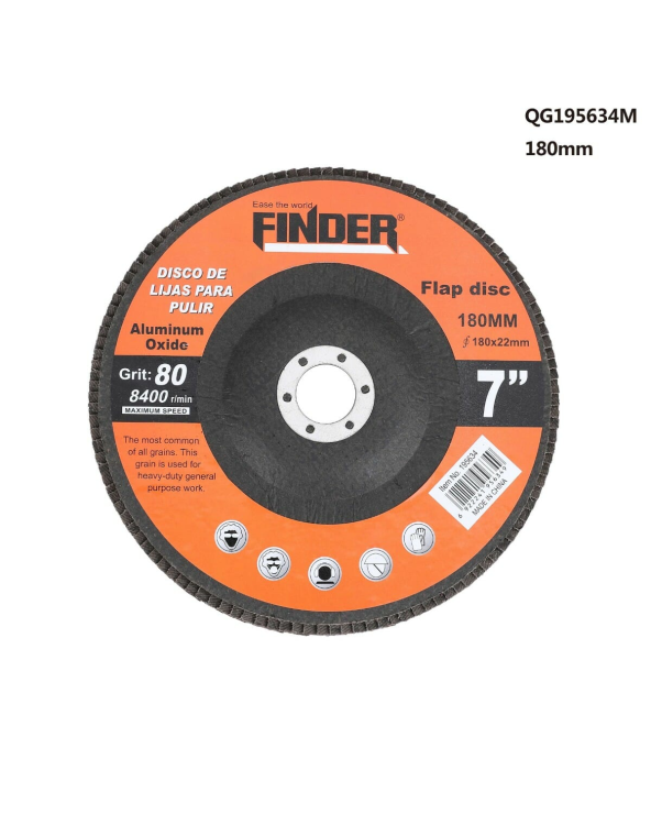 Πολύπτερο λείανσης μετάλλου για γωνιακό τροχό - 7"" - Grit80 - Finder