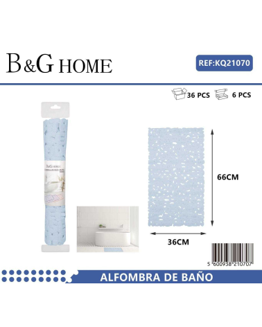 Αντιολισθητικό πατάκι μπάνιου - M0842 - 36x66cm - Light Blue