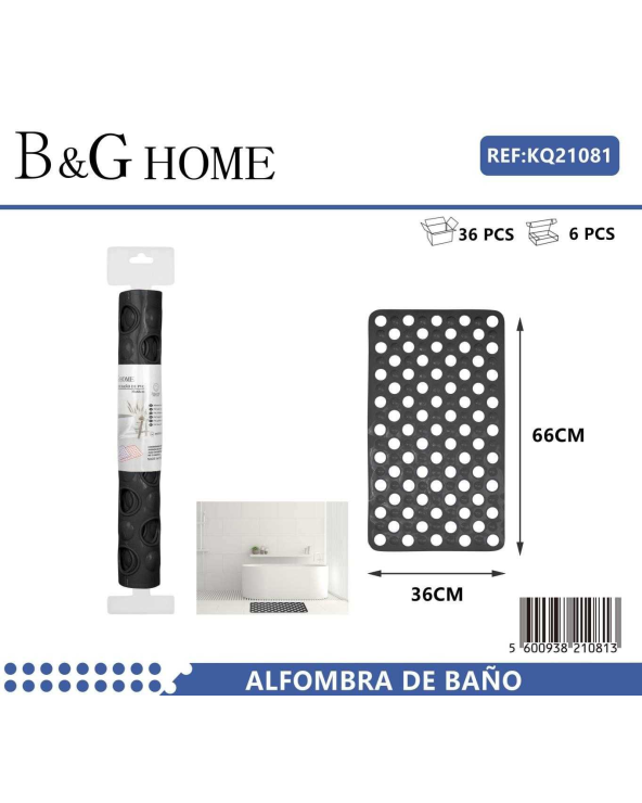 Αντιολισθητικό πατάκι μπάνιου - 6C - 36x66cm - Black